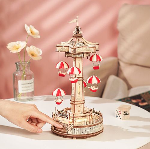 ROKR 3D Wooden Puzzle Magic Park Rotating Music Box Model Kit Decor for Gifts