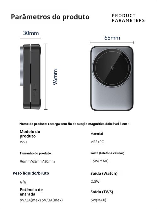 Carregador Sem Fio 3-em-1