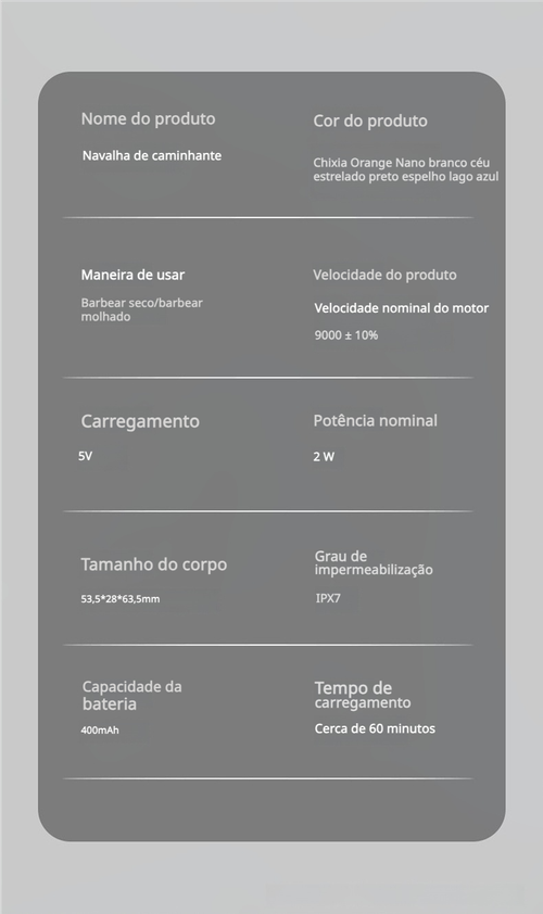 Barbeador elétrico portátil à prova de água