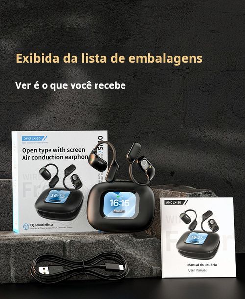 Auriculares Bluetooth inteligentes com gancho para orelha