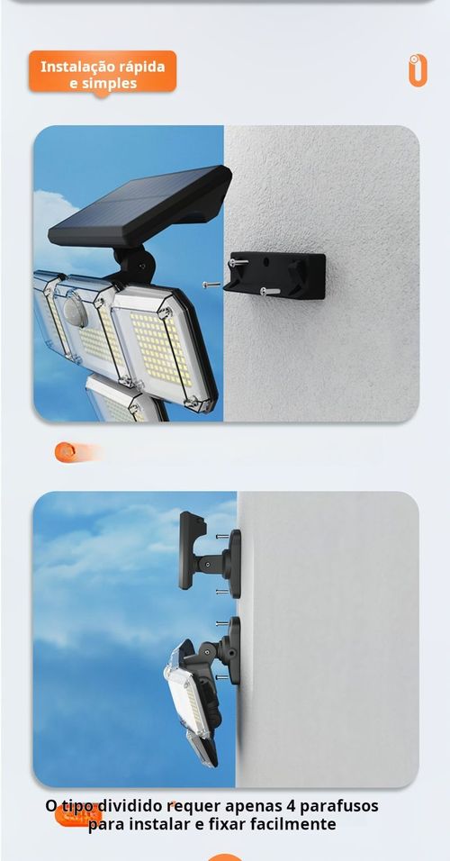 Luminária de parede solar LED inteligente de alto brilho