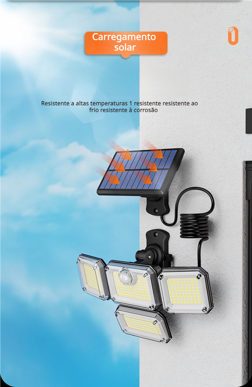 Luminária de parede solar LED inteligente de alto brilho