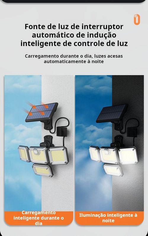 Luminária de parede solar LED inteligente de alto brilho