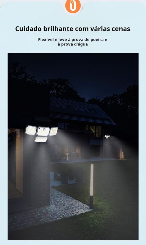 Luminária de parede solar LED inteligente de alto brilho