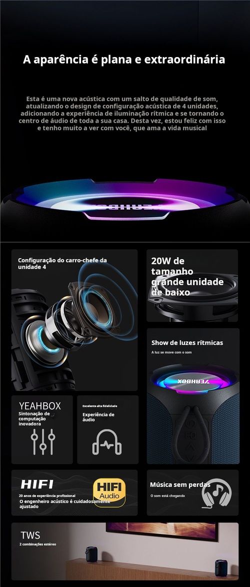 Colunas portáteis RGB para ambientes externos