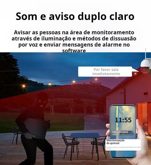 Câmara de segurança sem fios alimentada por energia solar