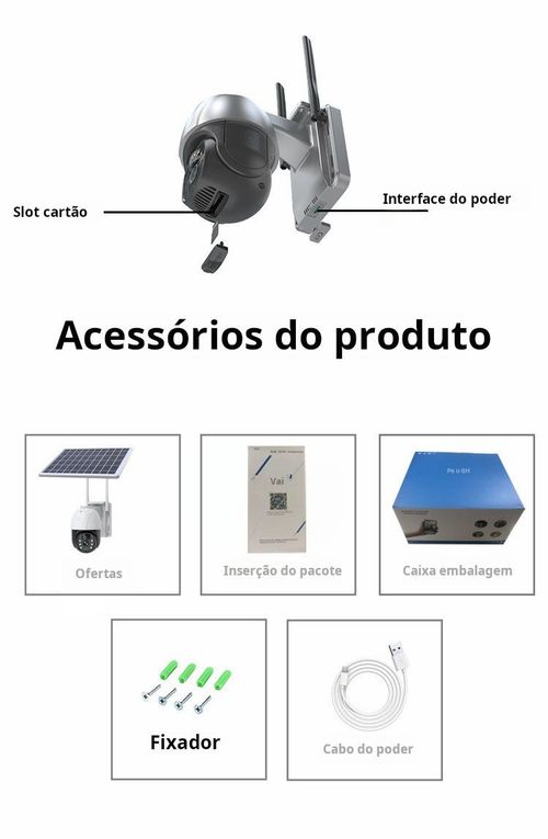Câmara de segurança sem fios alimentada por energia solar