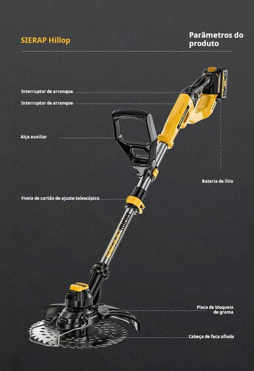 Corta-relva com bateria de lítio