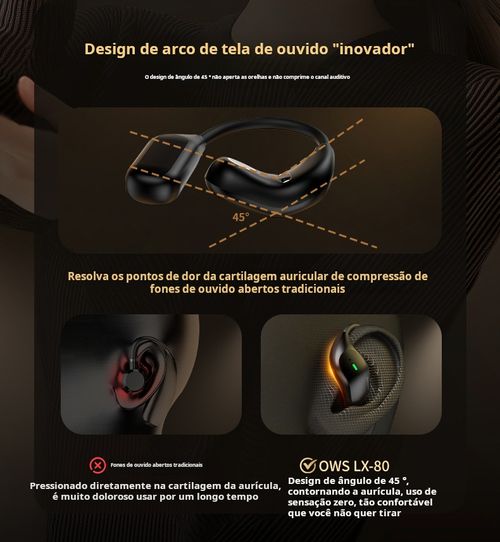 Auriculares Bluetooth inteligentes com gancho para orelha