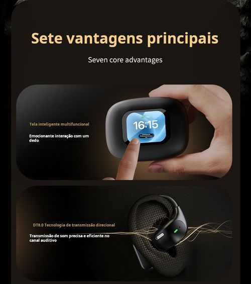 Auriculares Bluetooth inteligentes com gancho para orelha