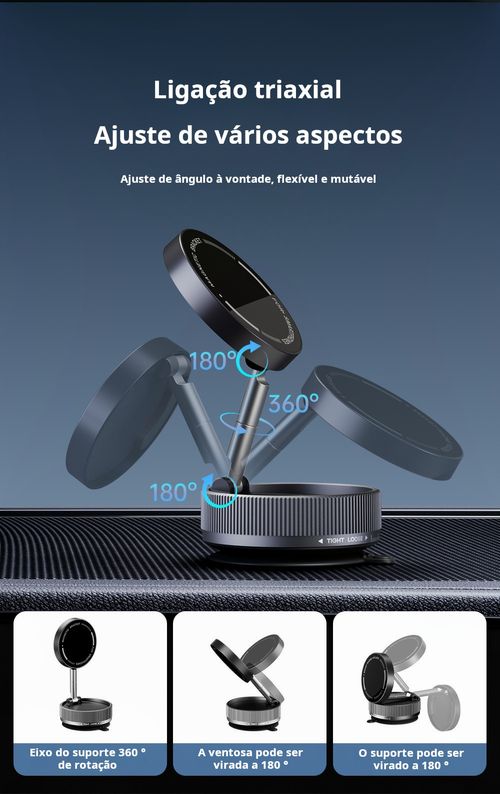Suporte multifuncional para telemóvel com sistema de sucção