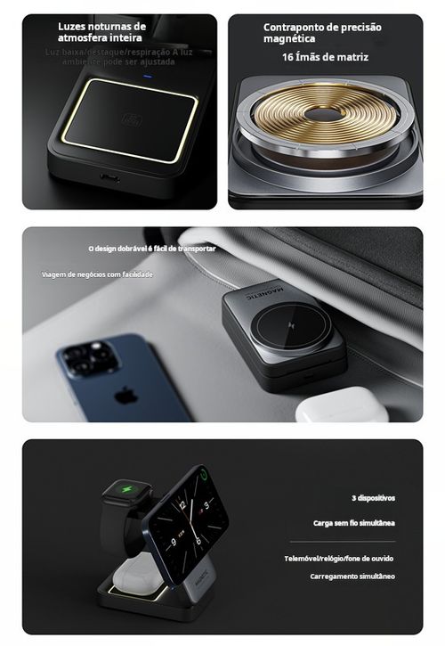 Carregador Sem Fio 3-em-1