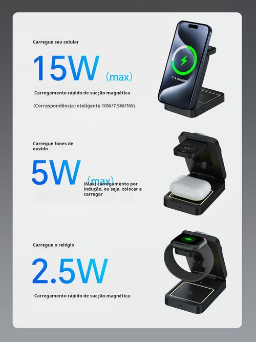 Carregador Sem Fio 3-em-1