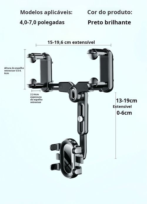 Suporte para telemóvel no espelho retrovisor