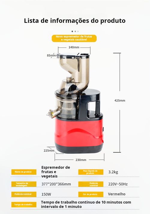 Separador automático de polpa de fruta e espremedor de fruta
