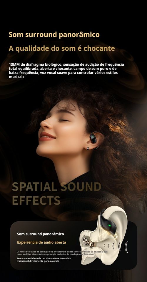 Auriculares Bluetooth inteligentes com gancho para orelha