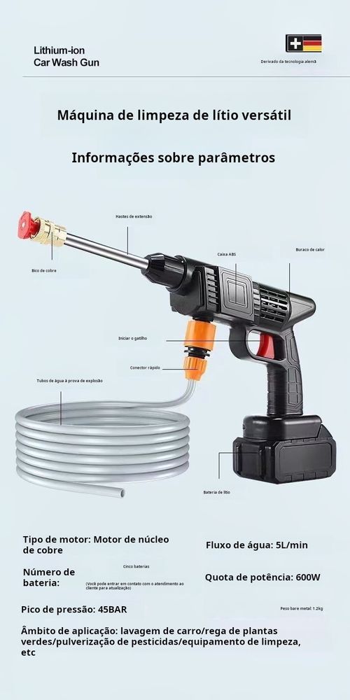 Pistola de água sem fios de alta pressão