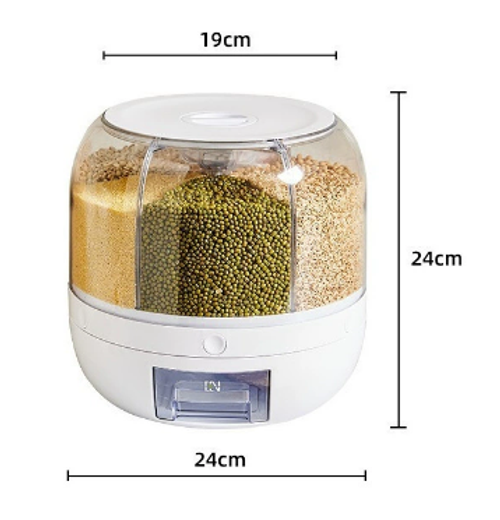 360 Grain Dispenser, Rotating Grain Storage Food Dispenser With Button Moisture Resistant Household Kitchen Storage Container