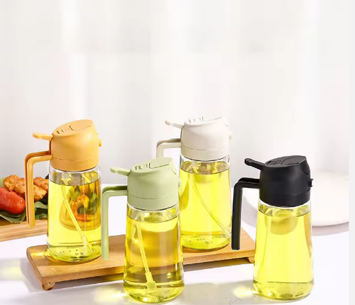 Portable 470ml Olive Oil Glass Spray Bottle 2 in 1 Oil Sprayer Dispenser Bottle for Kitchen Cooking