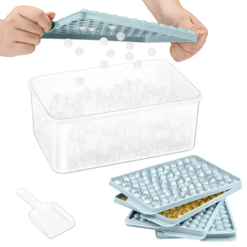 Food Grade 33 Grids Round Shaped Ball Ice Tray Plastic Ice Ball Maker Mold Ice Cube Tray With Lids