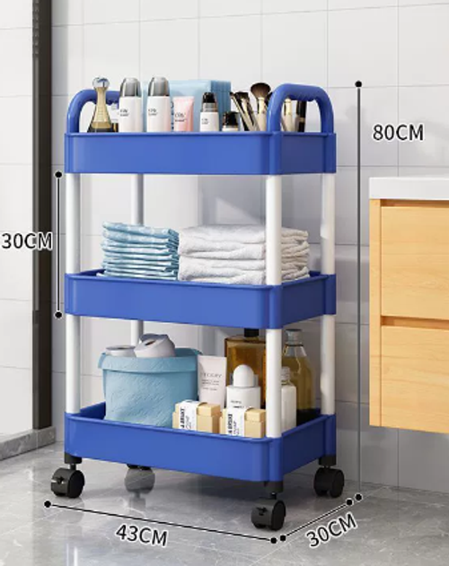 Multi-Layer Rolling Storage Cart for Kitchen Bathroom Living Room and Bedroom Use with Snack and Baby Essentials Organizer