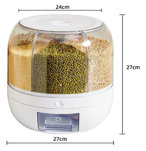 360 Grain Dispenser, Rotating Grain Storage Food Dispenser With Button Moisture Resistant Household Kitchen Storage Container