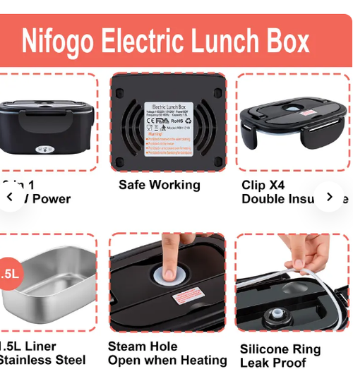 High-Power Portable Electric Lunch Box3.5 Large Capacity Multifunctional for Household and Office Workers for Food Warm Storage