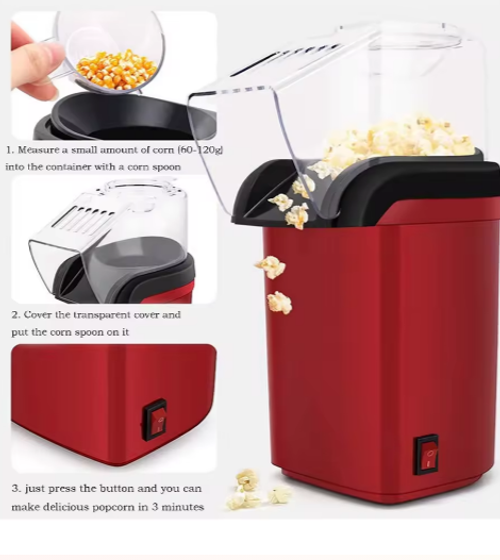 Maquina De Palomita 110v 220v 1200w Pop Corn Machine Electric Automatic Hot Air Mini Popcorn Maker