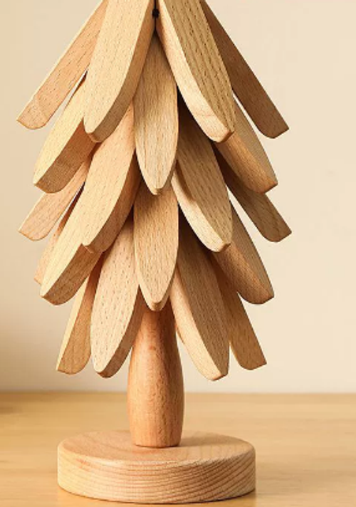 Wooden Trivets for Hot Dishes Protection Foldable Coaster Pads Teapot Holder Decorative Christmas Tree Shape Table Mat W24-608