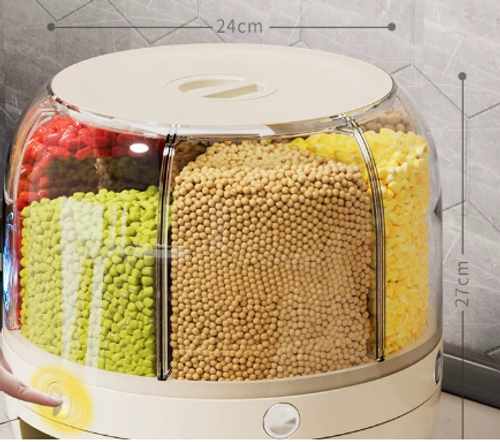 360 Grain Dispenser, Rotating Grain Storage Food Dispenser With Button Moisture Resistant Household Kitchen Storage Container