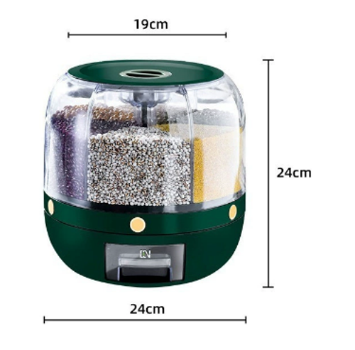 360 Grain Dispenser, Rotating Grain Storage Food Dispenser With Button Moisture Resistant Household Kitchen Storage Container