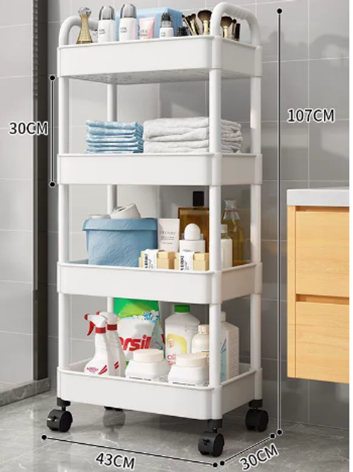 Multi-Layer Rolling Storage Cart for Kitchen Bathroom Living Room and Bedroom Use with Snack and Baby Essentials Organizer