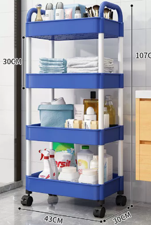 Multi-Layer Rolling Storage Cart for Kitchen Bathroom Living Room and Bedroom Use with Snack and Baby Essentials Organizer