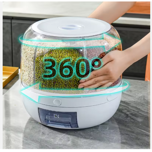 360 Grain Dispenser, Rotating Grain Storage Food Dispenser With Button Moisture Resistant Household Kitchen Storage Container