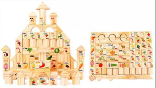 50 Pcs Wooden Barreled Number and Letter Transportation Vehicle Cognitive Building Block Toy