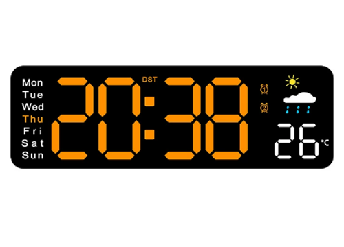 Hot Selling Multi-functional LED Digital Clock 2 Set Alarm Date Temperature Week Display USB-Powered Wall Clocks