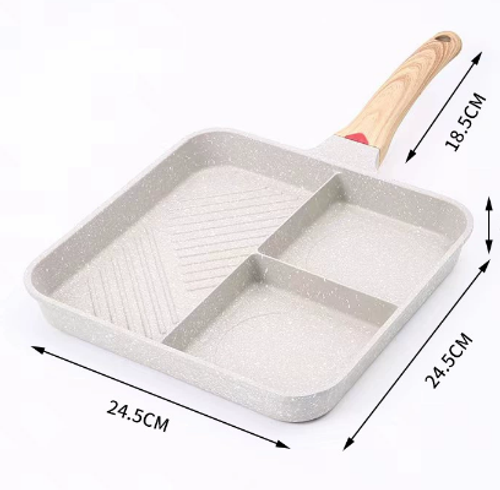 Nonstick Iron Skillet for Gas Stove and Induction Cooktop Square Pancake and Omelette Pan for Frying Breakfast Foods