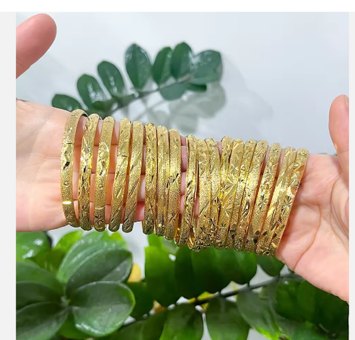 Hot Sale Wedding Brass Jewelry Gold Dubai Bangles Muslim Saudi Arabia Gold Bangles Designs