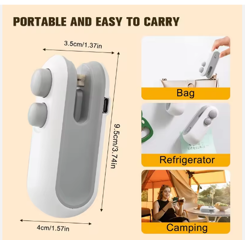 Handheld USB Rechargeable Mini Clip Bag Sealing Machine Food Plastic Bag Sealer Heat Seal with Cutter Portable Vacuum Sealer