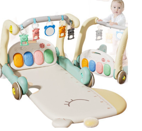 Custom OEM Learn to Walk Baby Toddler Toy 2 in 1 Musical Baby Gym Play Mats Piano Activity Baby Walkers for Infant 0-24 Months