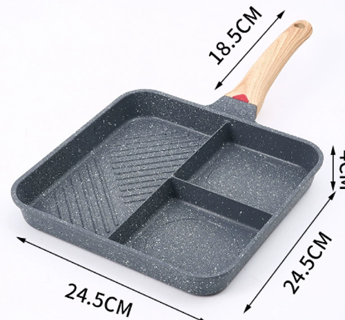 Nonstick Iron Skillet for Gas Stove and Induction Cooktop Square Pancake and Omelette Pan for Frying Breakfast Foods