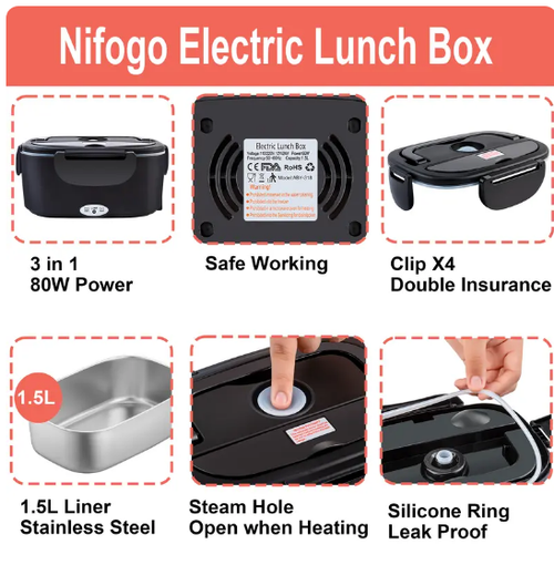 High-Power Portable Electric Lunch Box3.5 Large Capacity Multifunctional for Household and Office Workers for Food Warm Storage
