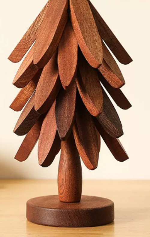Wooden Trivets for Hot Dishes Protection Foldable Coaster Pads Teapot Holder Decorative Christmas Tree Shape Table Mat W24-608