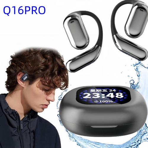 Q16 PRO AI Real-Time Translation Earbuds Two-Way Translator HD Sound LED Smart Screen Business Travel Sports TWS Earphones