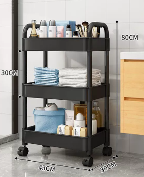 Multi-Layer Rolling Storage Cart for Kitchen Bathroom Living Room and Bedroom Use with Snack and Baby Essentials Organizer