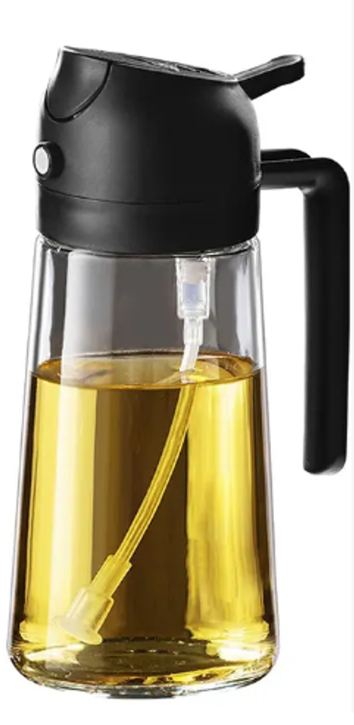 Portable 470ml Olive Oil Glass Spray Bottle 2 in 1 Oil Sprayer Dispenser Bottle for Kitchen Cooking