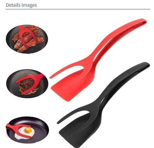 Hot Sale 2 in 1 Kitchen Clamp Multifunctional Spatula Grinding Cooking Spoon Cookware Egg Pancake Spatula Clamping Omelette
