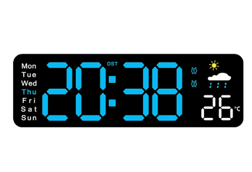 Hot Selling Multi-functional LED Digital Clock 2 Set Alarm Date Temperature Week Display USB-Powered Wall Clocks