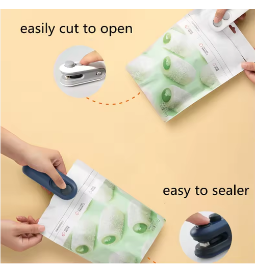 Handheld USB Rechargeable Mini Clip Bag Sealing Machine Food Plastic Bag Sealer Heat Seal with Cutter Portable Vacuum Sealer