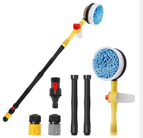 Car Detailing Soft Hair 360 Degree Water Flow Through Automatic Rotating Car Wash Brush for Car Cleaning